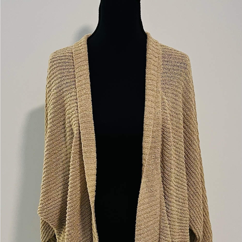 Boston Proper Tan Open-Front Cardigan